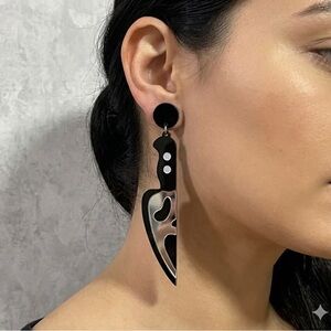Scream Movie Knife Earrings Mirror Acrylic Ghostface Statement Halloween